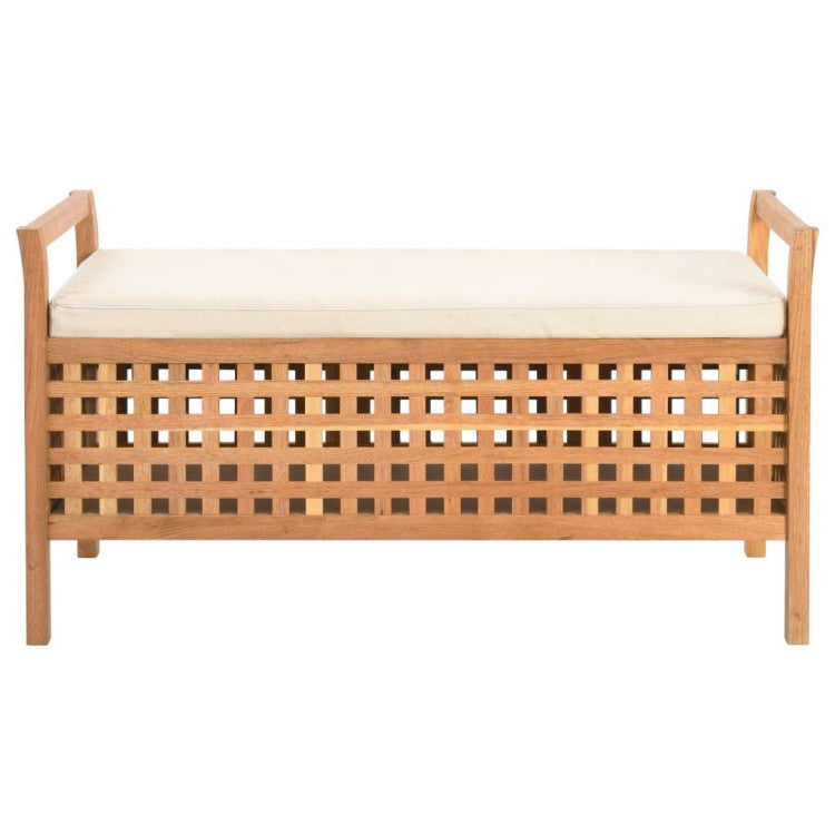 Natural Wooden Storage Bench FREE SHIPPING