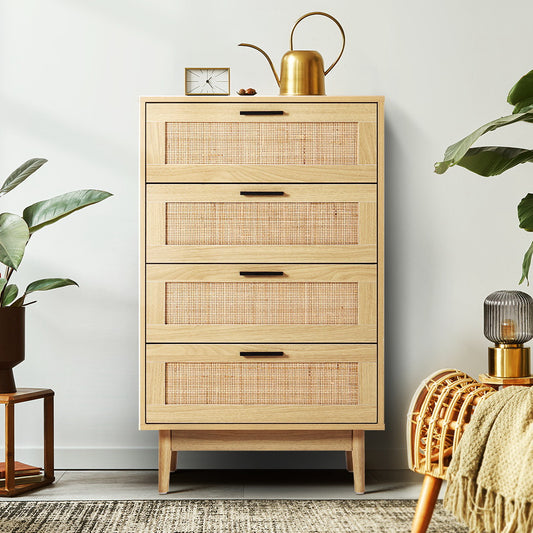 Adelle Rattan 4 Drawer Tallboy - FREE DELIVERY