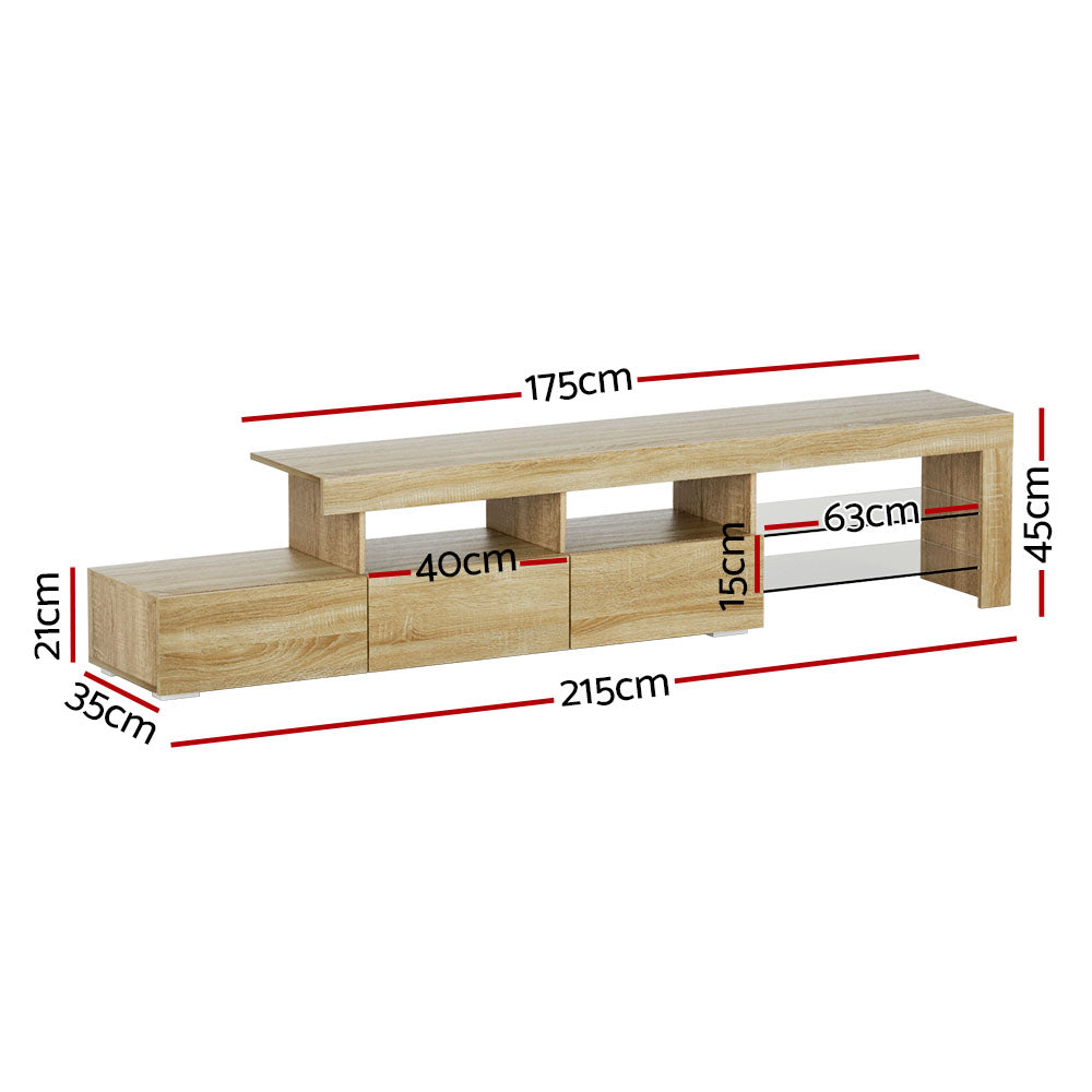 Pine LED Entertainment Unit 2.15m FREE DELIVERY