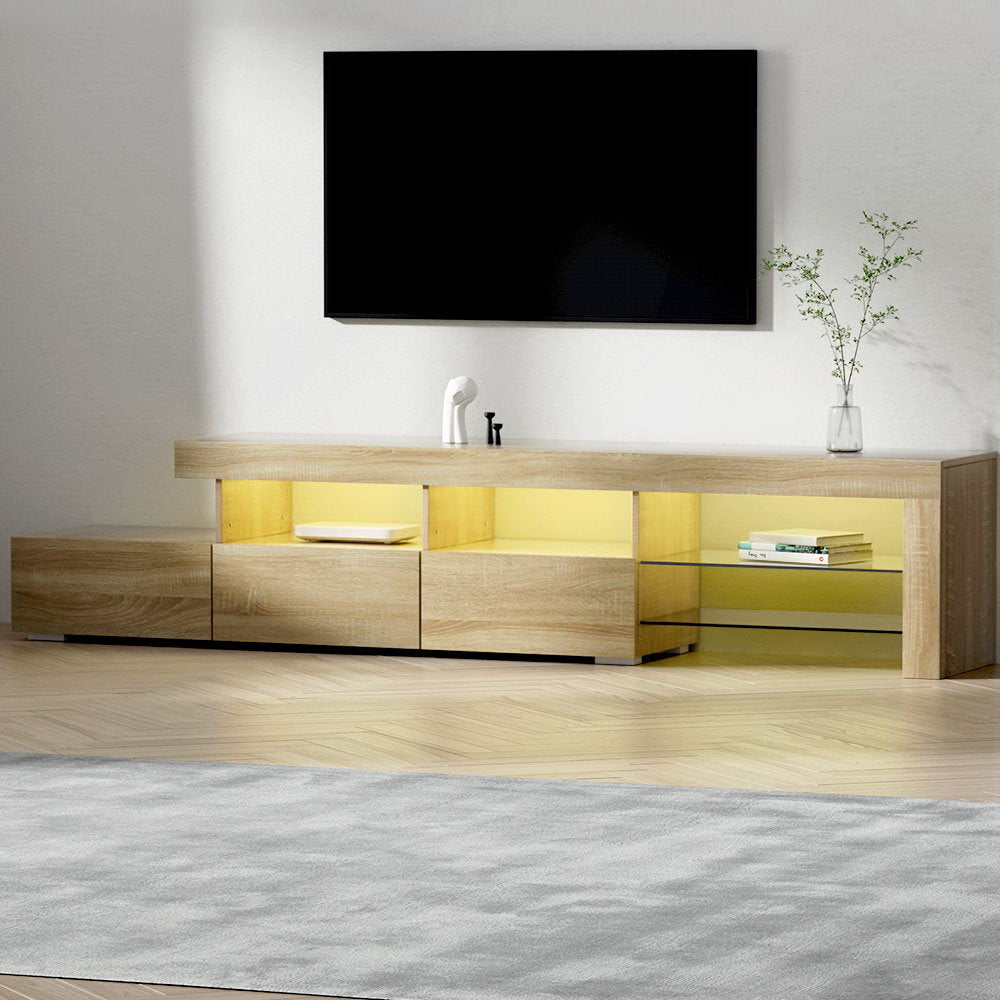 Pine LED Entertainment Unit 2.15m FREE DELIVERY