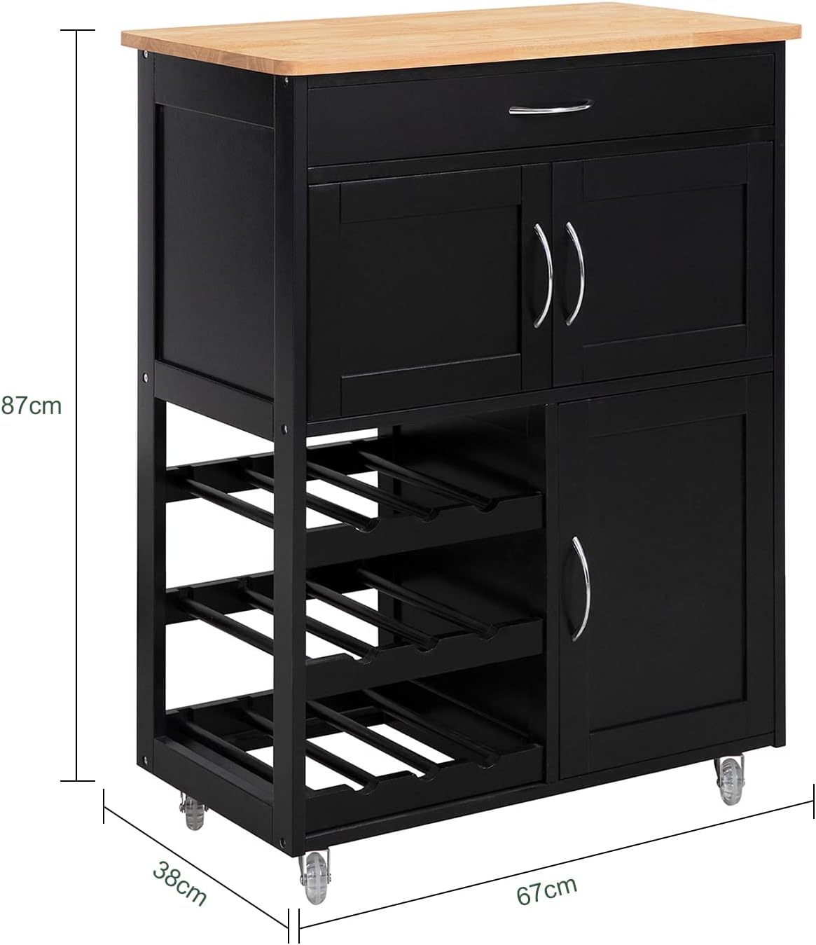 Dani Kitchen Trolly - Black - FREE DELIVERY