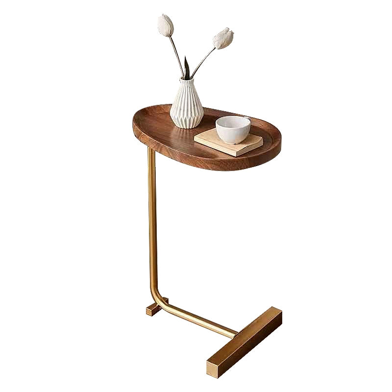 Walnut Gold Stand Side Table - FREE DELIVERY