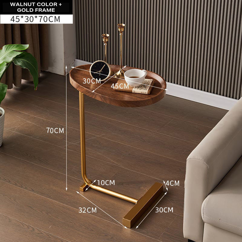 Walnut Gold Stand Side Table - FREE DELIVERY