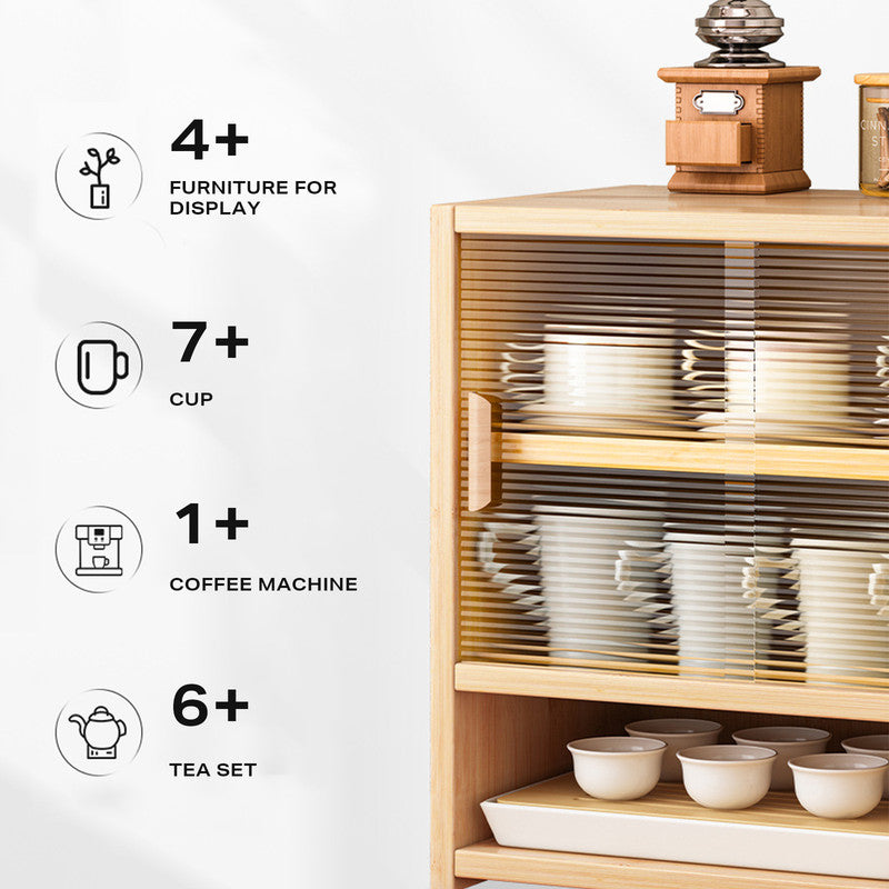 Bamboo Tea Cup Dust Proof Cabinet - FREE DLIVERY