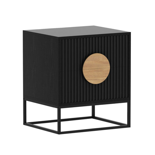 Sylvia Black Bedside Table 2 Drawer - FREE DELIVERY