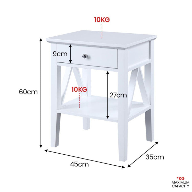 Greta Bedside Table with Drawer - FREE DELIVERY